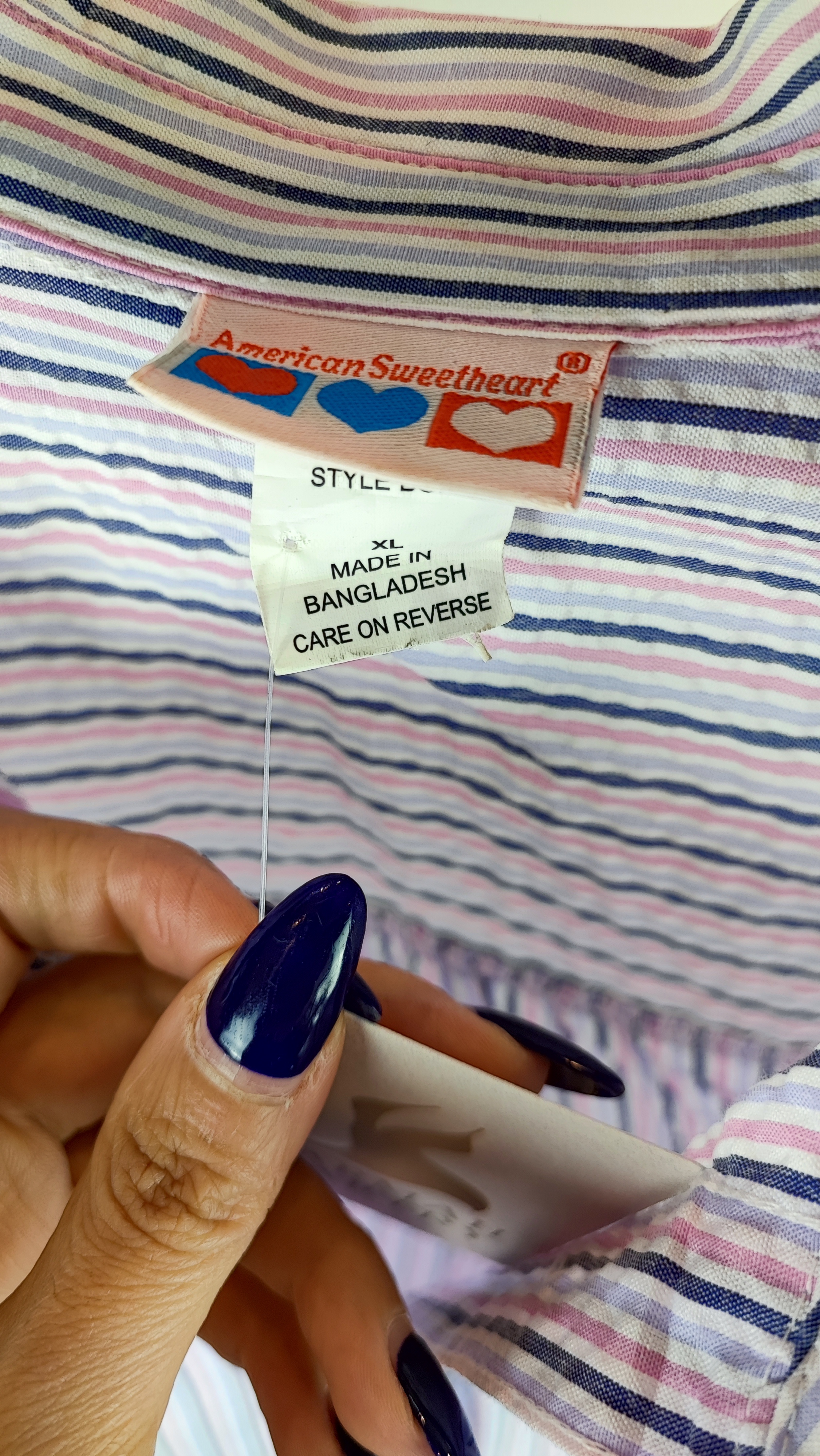 شومیز زنانه سایز بزرگ راه راه برند American Sweetheart کد ۲۶۸۳ مناسب استایل کژوال و رسمی