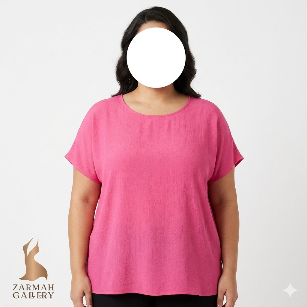 شومیز زنانه سایز بزرگ برند نینا لئونارد رنگ صورتی، جنس ریون با کیفیت عالی مناسب استایل کژوال