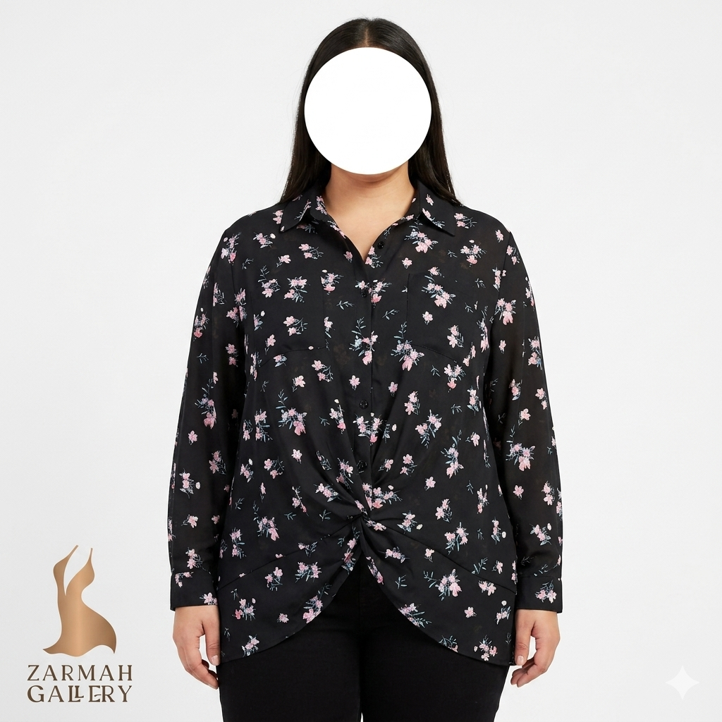 شومیز زنانه سایز بزرگ استوک وارداتی گرید A، طراحی شیک و باکیفیت مناسب استایل رسمی و نیمهرسمی در فروشگاه زرماه گالری
