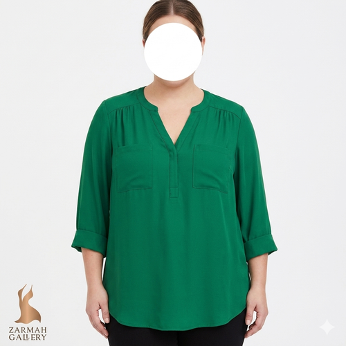 شومیز زنانه سایز بزرگ استوک وارداتی گرید A، طراحی شیک و باکیفیت مناسب استایل رسمی و نیمهرسمی در فروشگاه زرماه گالری