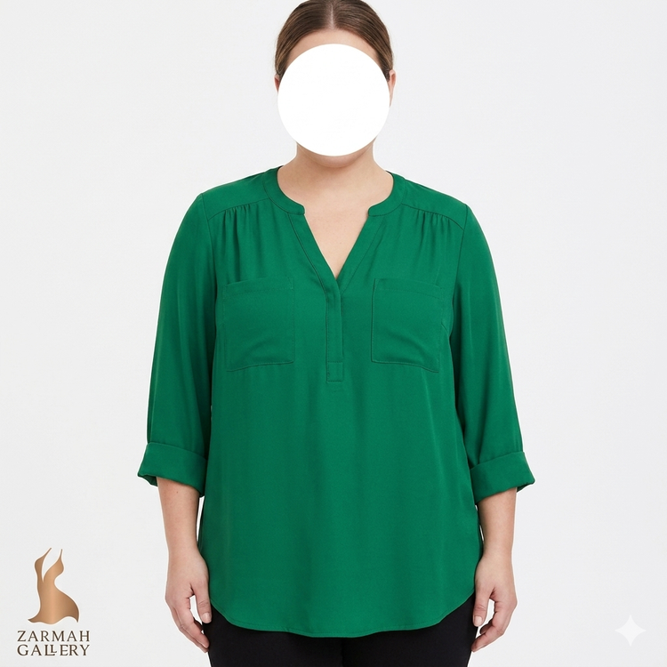 شومیز زنانه سایز بزرگ استوک وارداتی گرید A، طراحی شیک و باکیفیت مناسب استایل رسمی و نیمهرسمی در فروشگاه زرماه گالری