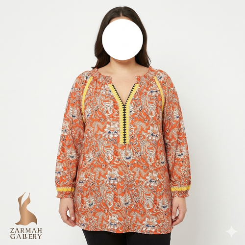 شومیز زنانه سایز بزرگ وارداتی استوک کد ۲۷۱۲ مناسب سایز ۵۴.۵۶ | استایل شیک و پوشیده با قیمت استثنایی