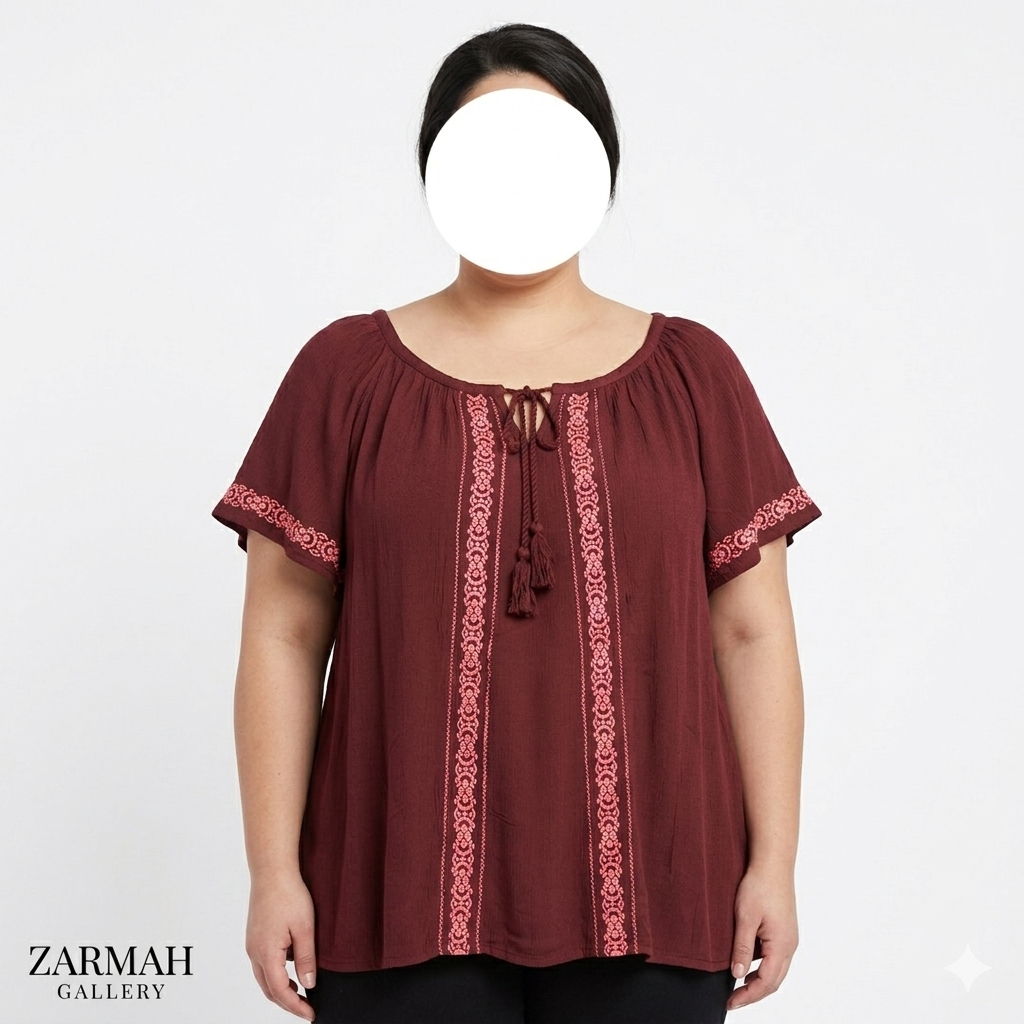 شومیز زنانه سایز بزرگ استوک وارداتی گرید A، طراحی آزاد و خنک مناسب استایل کژوال، فروشگاه زرماه گالری