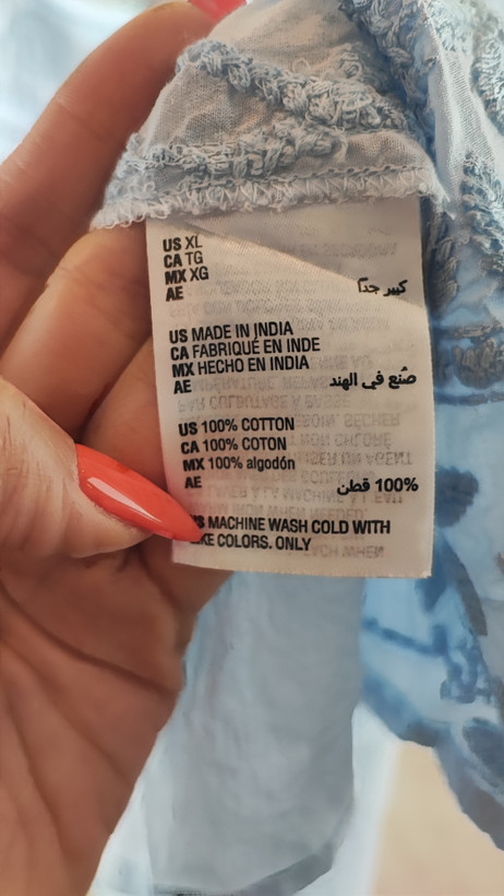 شومیز زنانه آبی روشن سایز بزرگ برند استایل اند کو کد 2753 با گلدوزی ظریف، استوک وارداتی