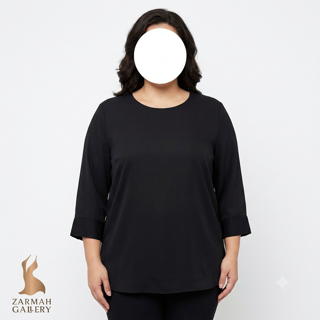 شومیز زنانه استوک وارداتی برند by & by رنگ مشکی مجلسی سایز بزرگ با طراحی خاص در قسمت پشت لباس