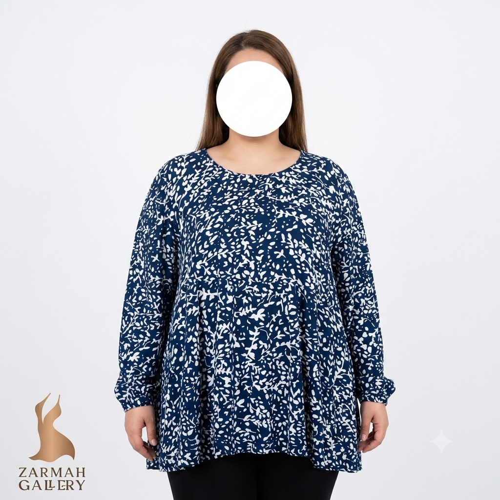 شومیز زنانه سایز بزرگ برند تایم اند ترو طرح‌دار، مدل کژوال وارداتی، مناسب سایز ۴۸ و ۵۰