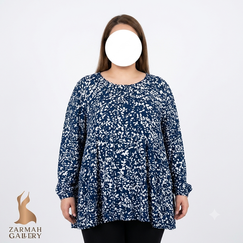 شومیز زنانه سایز بزرگ برند تایم اند ترو طرحدار، مدل کژوال وارداتی، مناسب سایز ۴۸ و ۵۰