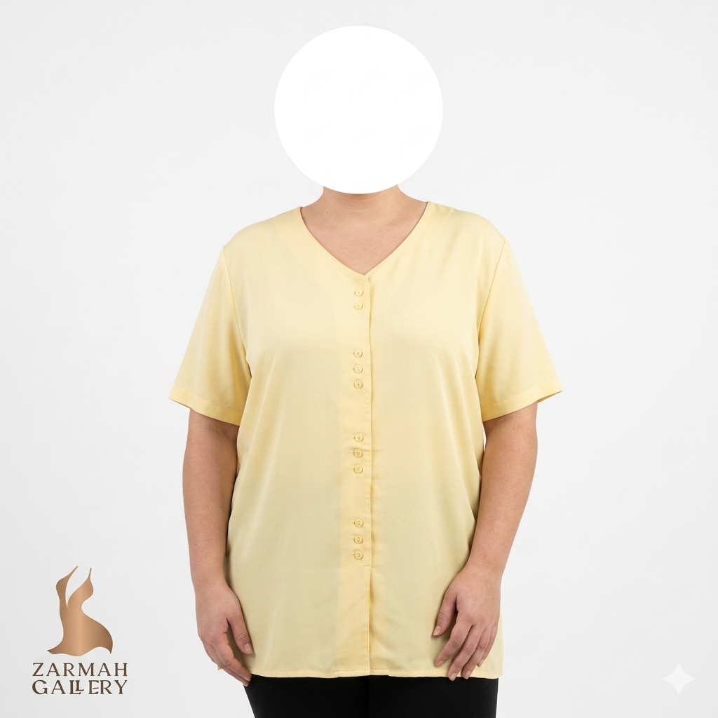 شومیز زنانه سایز بزرگ برند Silhouettes رنگ لیمویی روشن، مناسب استایل کژوال و راحتی وارداتی