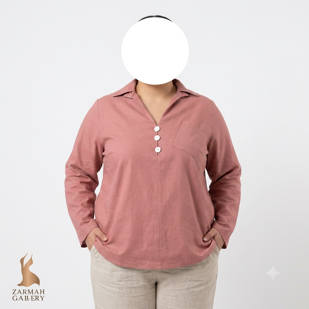 شومیز زنانه سایزبزرگ استوک وارداتی نخی صورتی کد ۲۹۲۰ فروشگاه زرماه گالری