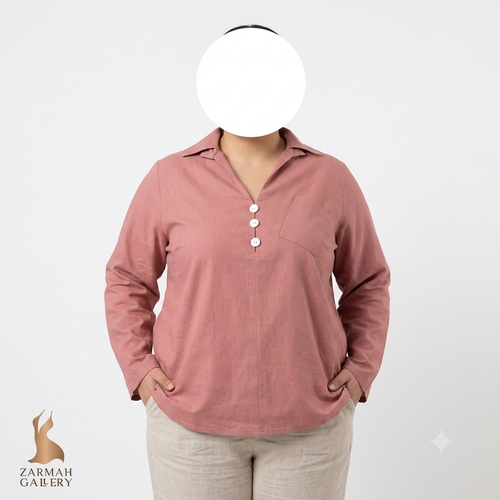 شومیز زنانه سایزبزرگ استوک وارداتی نخی صورتی کد ۲۹۲۰ فروشگاه زرماه گالری