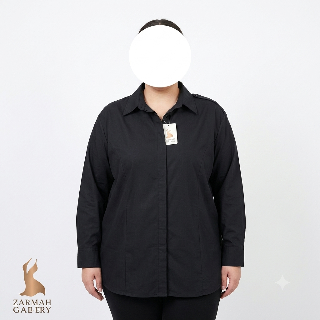 شومیز زنانه مشکی سایز بزرگ برند Lee استوک وارداتی گرید A مناسب استایلهای رسمی و روزمره
