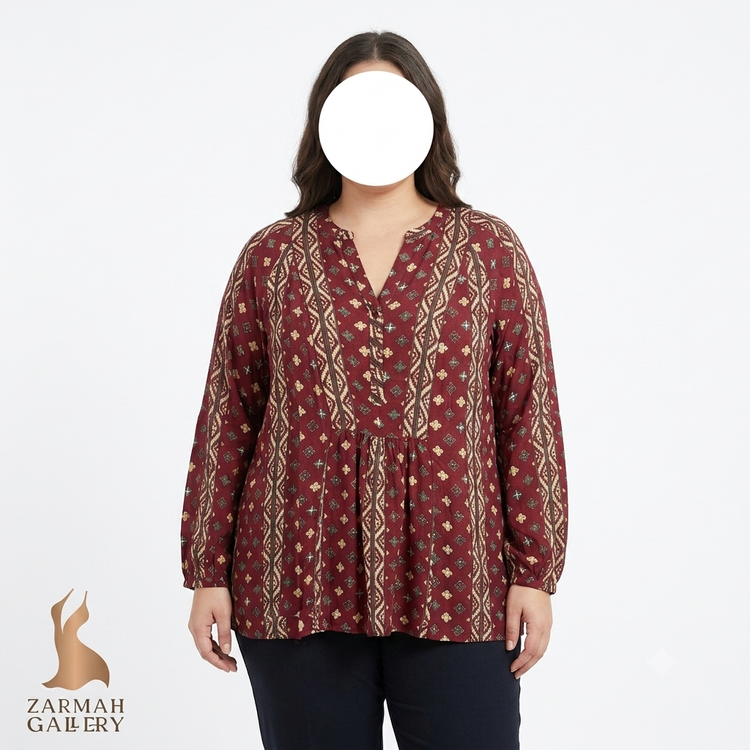 شومیز زنانه آستینبلند طرح سنتی برند Lucky Brand استوک وارداتی سایز بزرگ مناسب استایل کژوال و روزمره