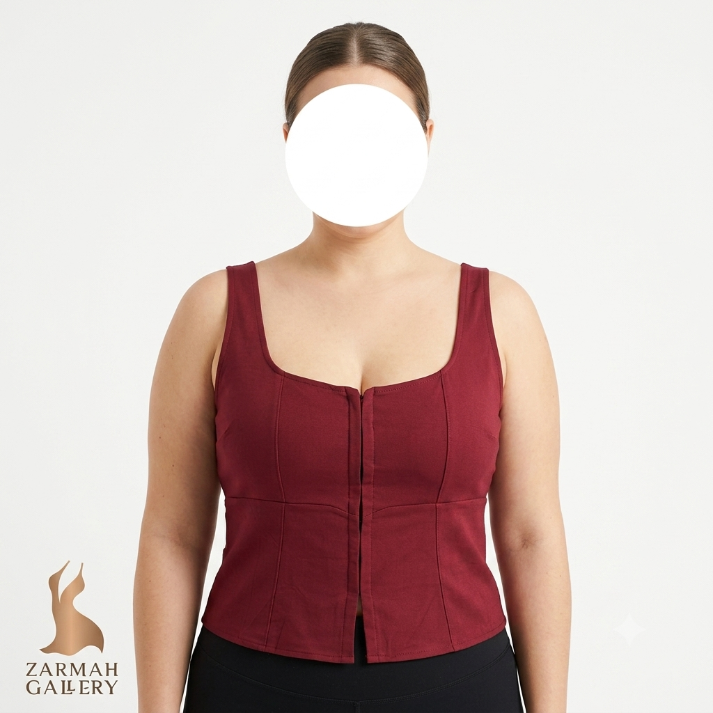 تاپ زنانه استوک وارداتی برند آوا اند ویو رنگ زرشکی سایز بزرگ ۴۸.۵۰ مناسب استایل کژوال و مهمانی