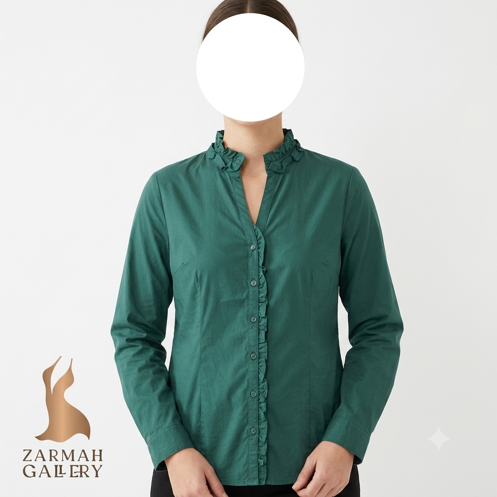 شومیز زنانه سبز رنگ استوک وارداتی برند Banana Republic سایز ۳۸.۴۰ مناسب استایل رسمی و روزمره