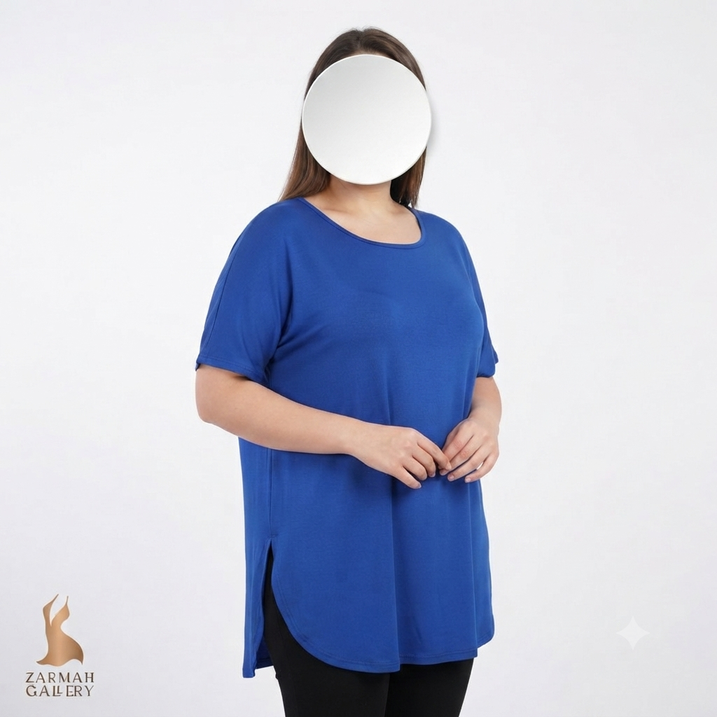 شومیز زنانه سایز بزرگ وارداتی برند شین کرو (Shein Curve) رنگ آبی کاربنی کد ۳۱۶۹ مناسب استایل کژوال