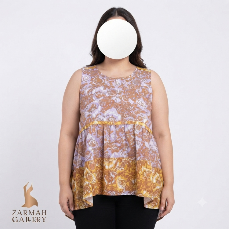 تاپ زنانه وارداتی برند موریس کد 2858 گلدار نخی خنک مناسب تابستان سایز 40.42