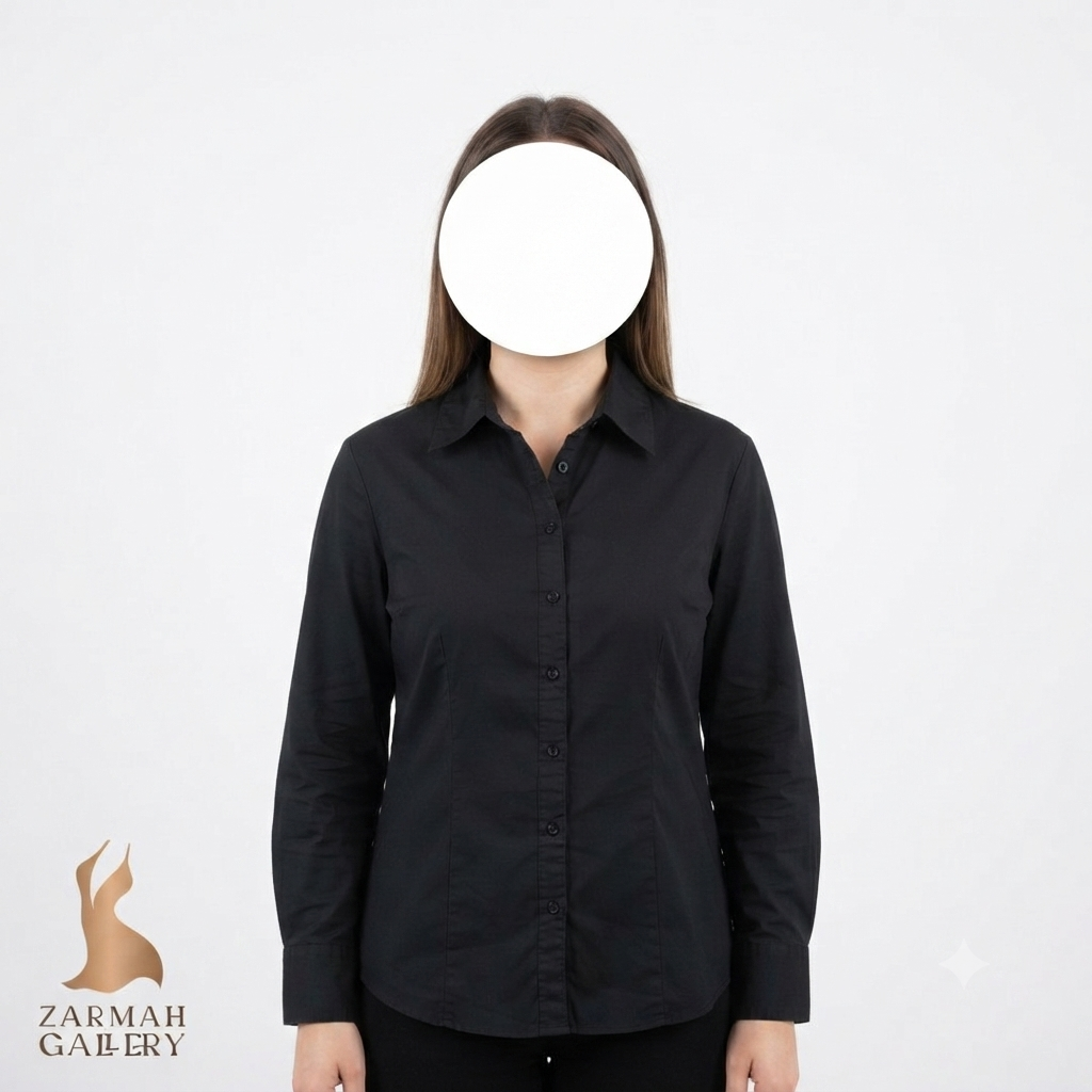 شومیز زنانه استوک وارداتی برند le chateau رنگ مشکی مناسب استایل رسمی سایز ۳۸.۴۰