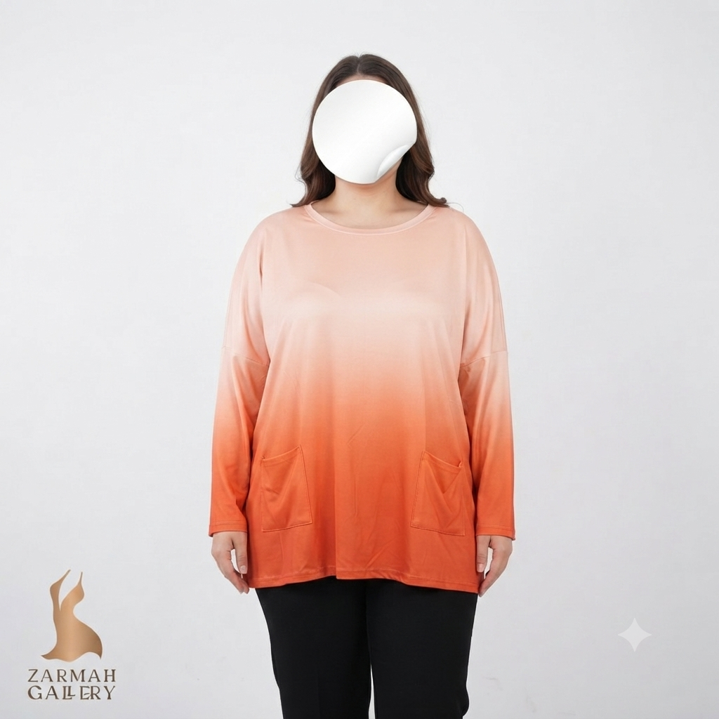 شومیز زنانه سایز بزرگ وارداتی با طرح آمبره رنگی، مناسب استایل روزمره و مجلسی سایز ۵۴.۵۶ فروشگاه زرماه گالری