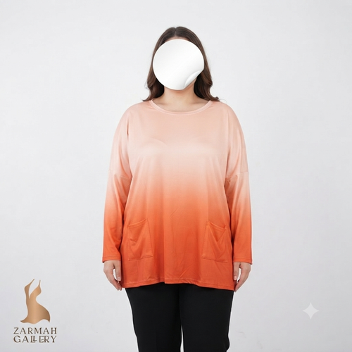 شومیز زنانه سایز بزرگ وارداتی با طرح آمبره رنگی، مناسب استایل روزمره و مجلسی سایز ۵۴.۵۶ فروشگاه زرماه گالری