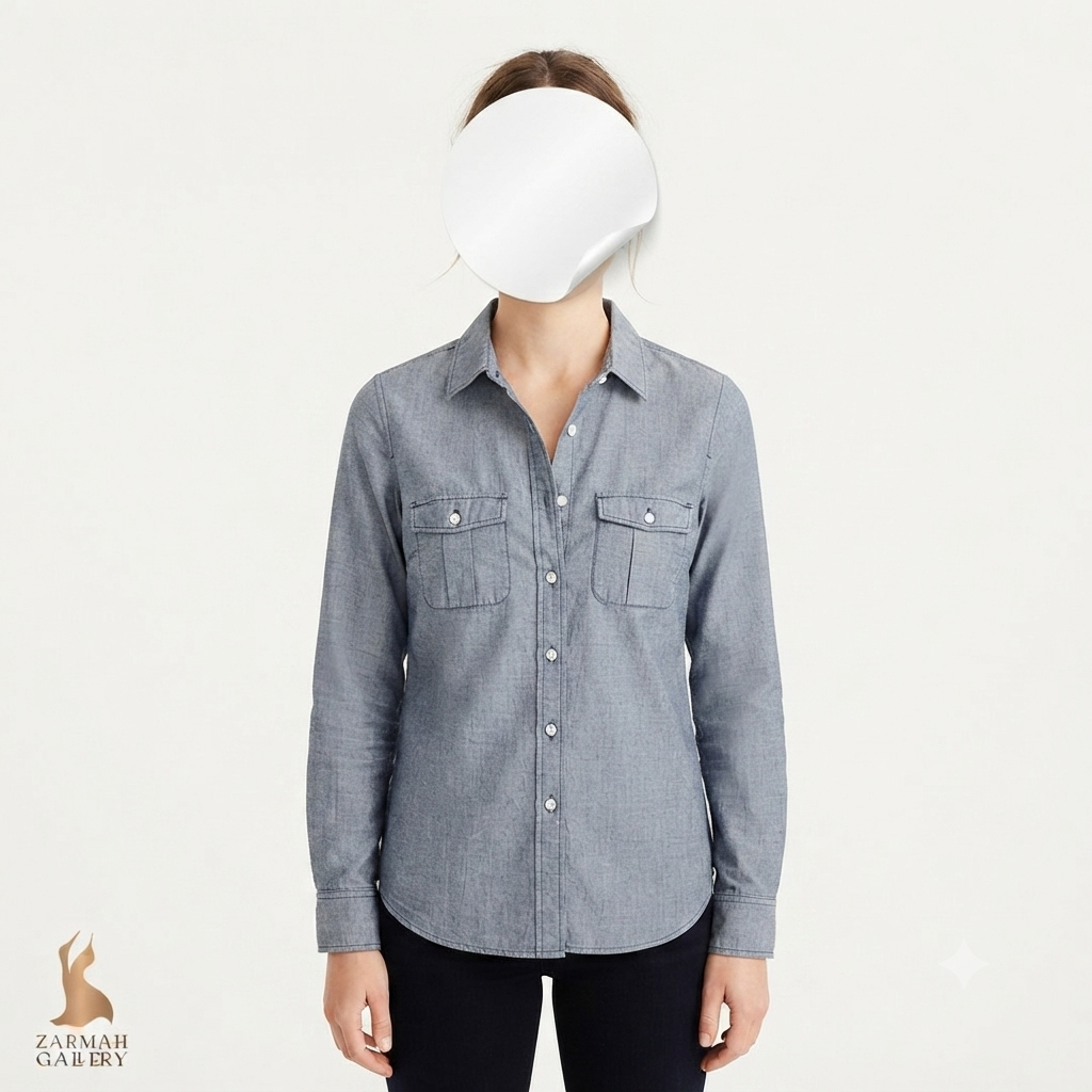 شومیز زنانه استوک وارداتی برند جیکرو (J.Crew) رنگ آبی، سایز ۳۸.۴۰، کیفیت گرید A، مناسب استایل کژوال و رسمی
