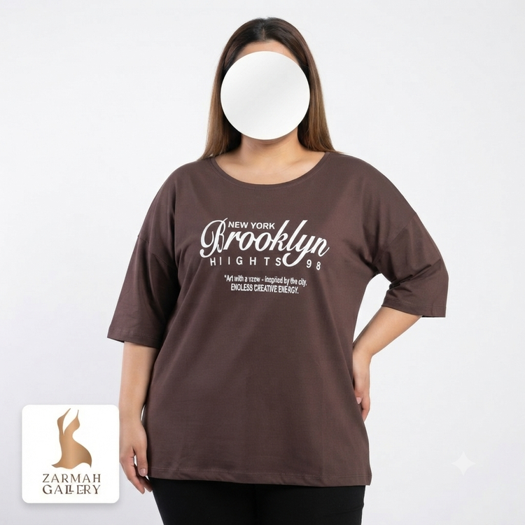 تیشرت زنانه باکسی اورسایز سایز بزرگ رنگ مدل بروکلین مناسب استایل کژوال