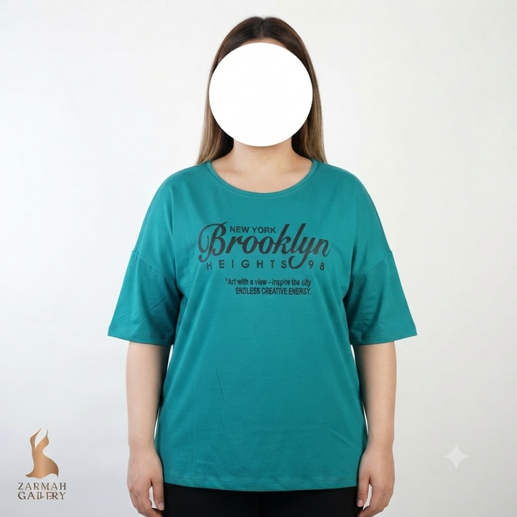 تیشرت زنانه باکسی اورسایز سایز بزرگ رنگ مدل بروکلین مناسب استایل کژوال