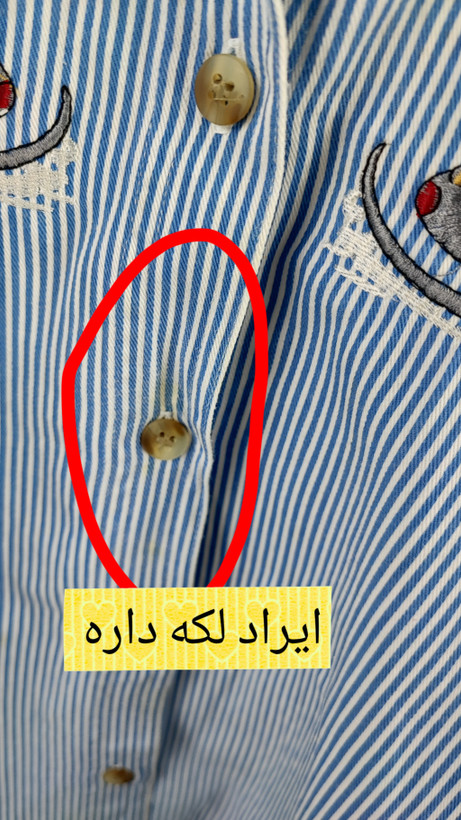 شومیز زنانه سایز بزرگ کد ۳۳۰۷ با طرح گلدوزی فانتزی و راه راه آبی و سفید مناسب استایل کژوال