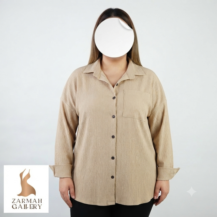 شومیز مانتویی زنانه ایرانی با طرح ساده و کتی، استایل کژوال و راحتی، مناسب سایز ۴۴ و ۴۶، جنس باکیفیت و تنخور عالی، خرید از فروشگاه زرماه گالری