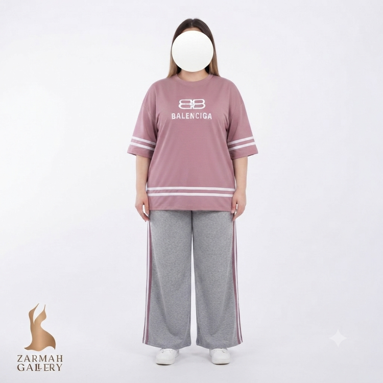 ست راحتی تیشرت و شلوار زنانه سایز بزرگ، مناسب استفاده در منزل، رنگبندی جذاب، تنخور آزاد و راحت برای سایز ۴۸ و ۵۰