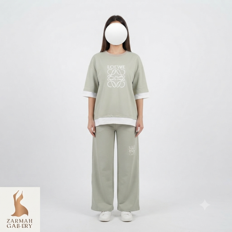 ست راحتی تیشرت و شلوار زنانه سایز بزرگ برند ایرانی، رنگبندی متنوع، مناسب سایز ۴۶ و ۴۸، طراحی شیک و راحت برای استفاده در منزل