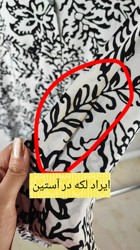 شومیز زنانه استوک وارداتی برند زارا طرحدار مشکی و سفید سایز ۴۰.۴۲ مناسب استایل روزمره و رسمی