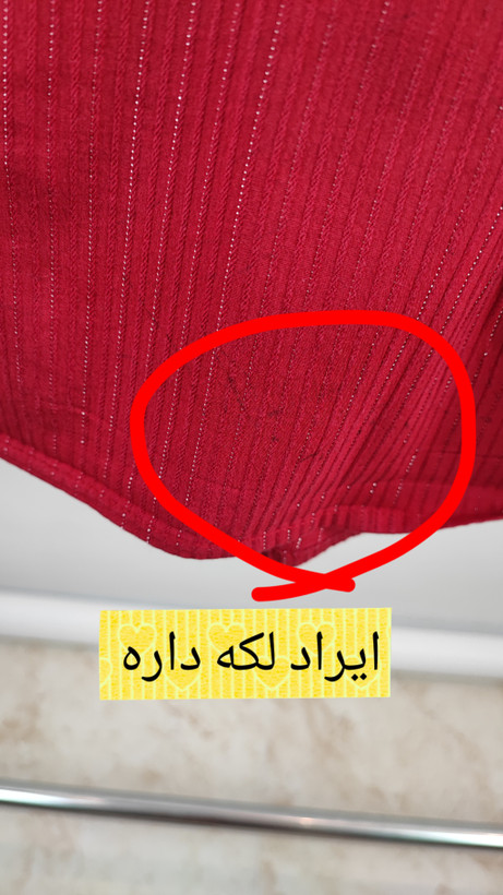 شومیز زنانه سایزبزرگ استوک وارداتی برند جکلین اسمیت رنگ قرمز با خطوط براق لورکس