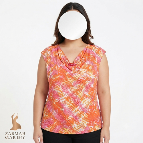 تاپ زنانه استوک وارداتی برند روبی رد طرح دار رنگی سایز ۴۸ تا ۵۰ مناسب استایل تابستانی و روزمره