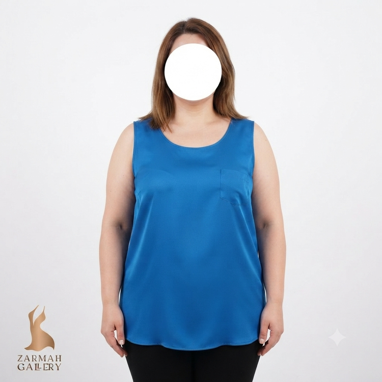 تاپ زنانه سایز بزرگ استوک اروپایی برند فدید گلوری رنگ آبی کاربنی کد 3346