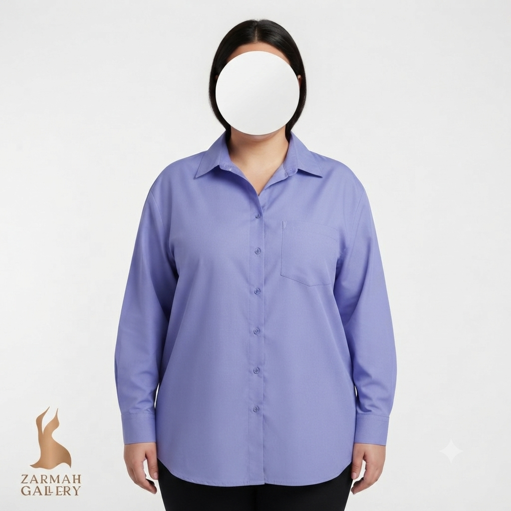 شومیز زنانه سایزبزرگ استوک وارداتی برند فوکس کرافت رنگ یاسی آبی کد 3342 مناسب