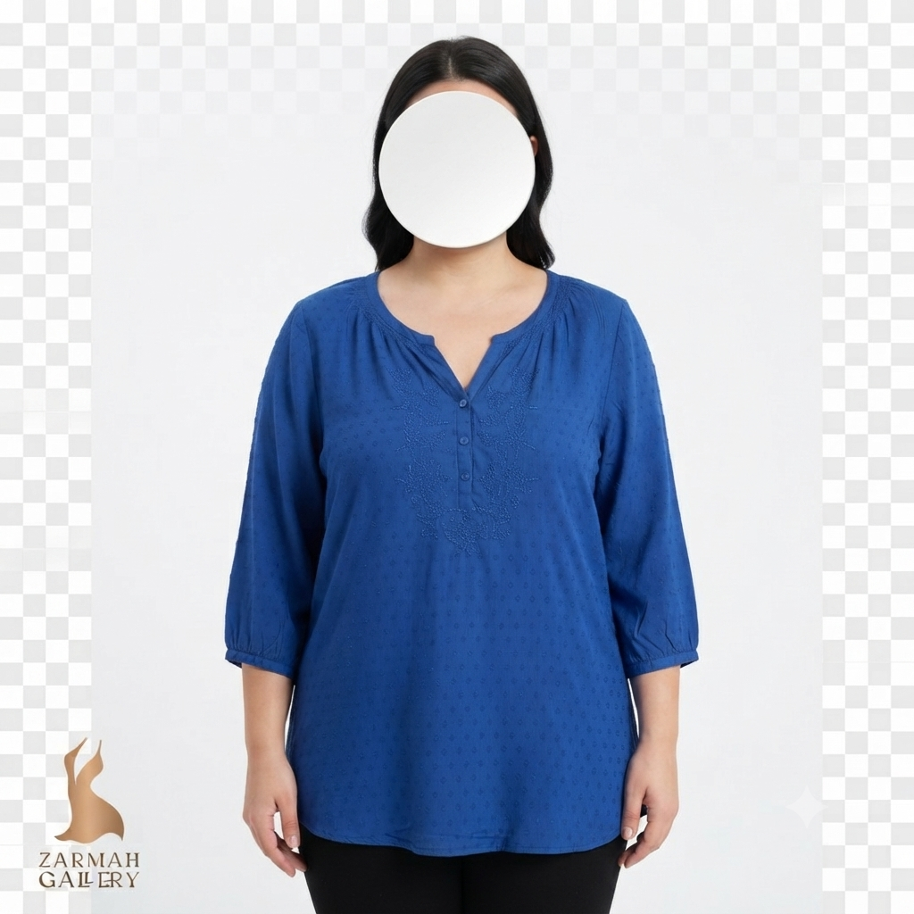 شومیز زنانه سایزبزرگ استوک وارداتی برند سنت جانز بی رنگ آبی کاربنی کد 3345