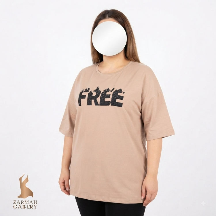 تیشرت زنانه اورسایز سایز بزرگ مدل FREE