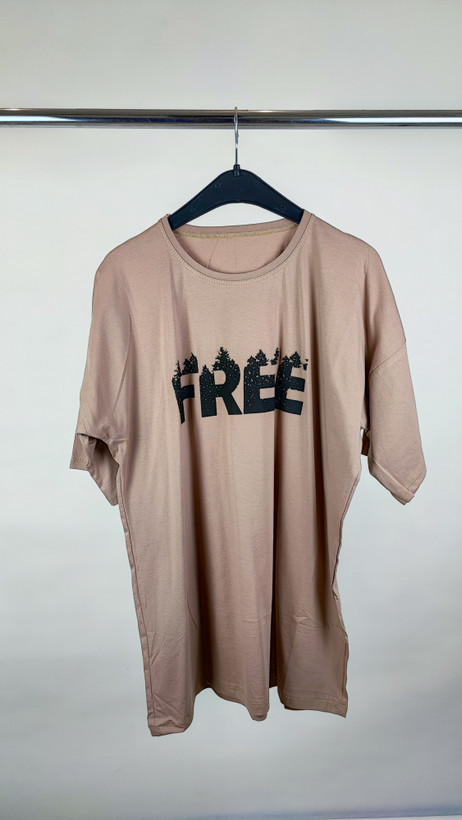تیشرت زنانه اورسایز سایز بزرگ مدل FREE