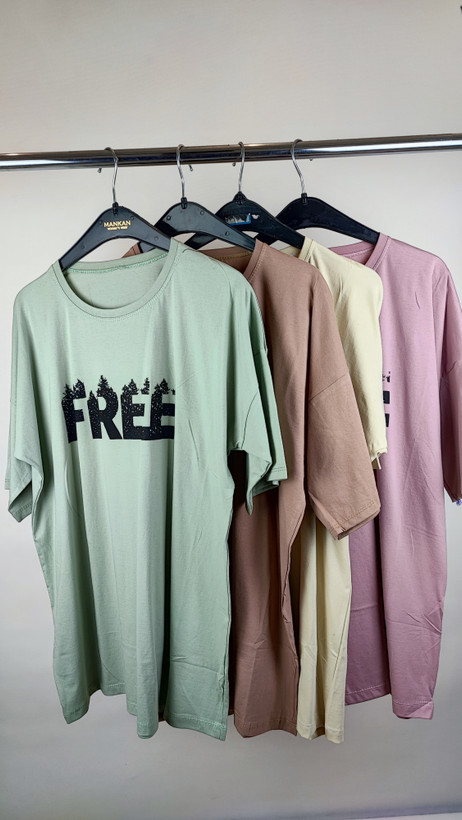تیشرت زنانه اورسایز سایز بزرگ مدل FREE
