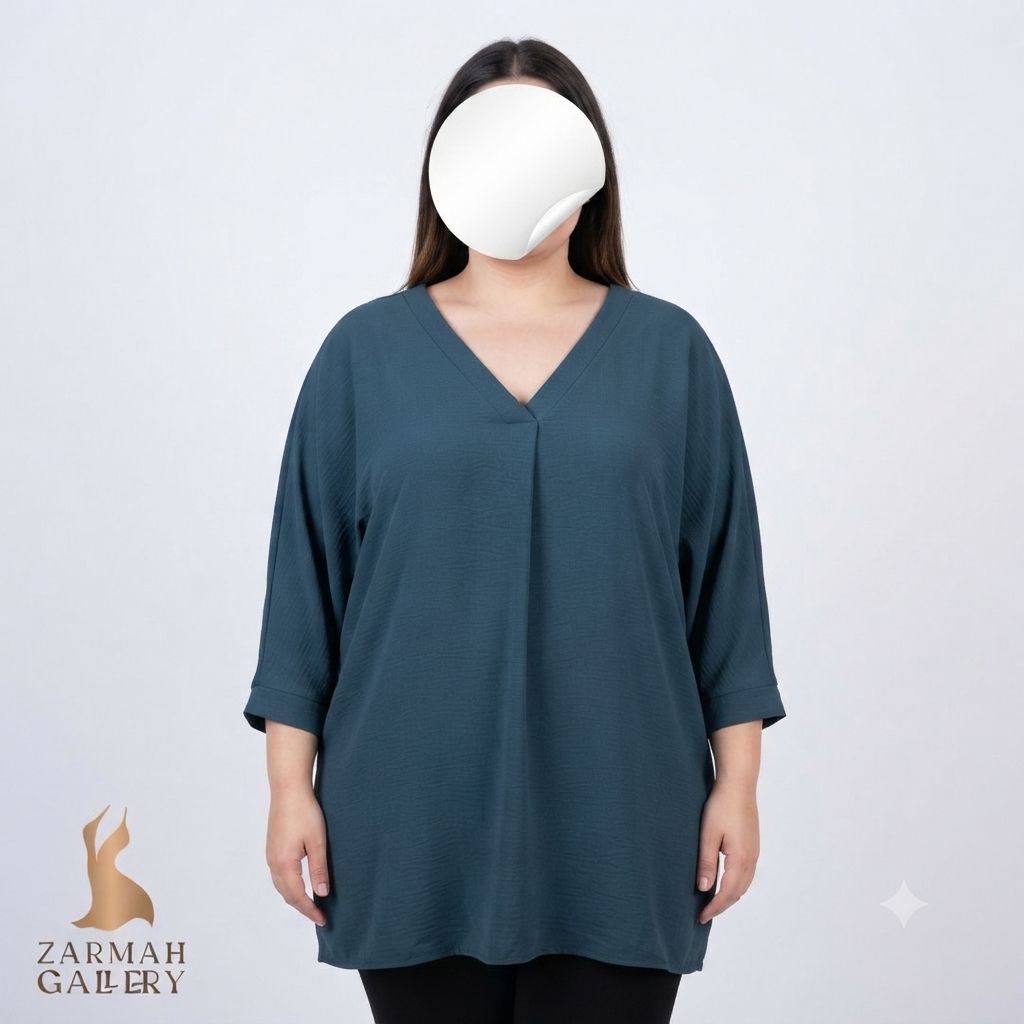 شومیز زنانه سایز بزرگ استوک اروپایی برند فرد دیوید رنگ تیره یقه هفتی مناسب استایل روزمره و راحت