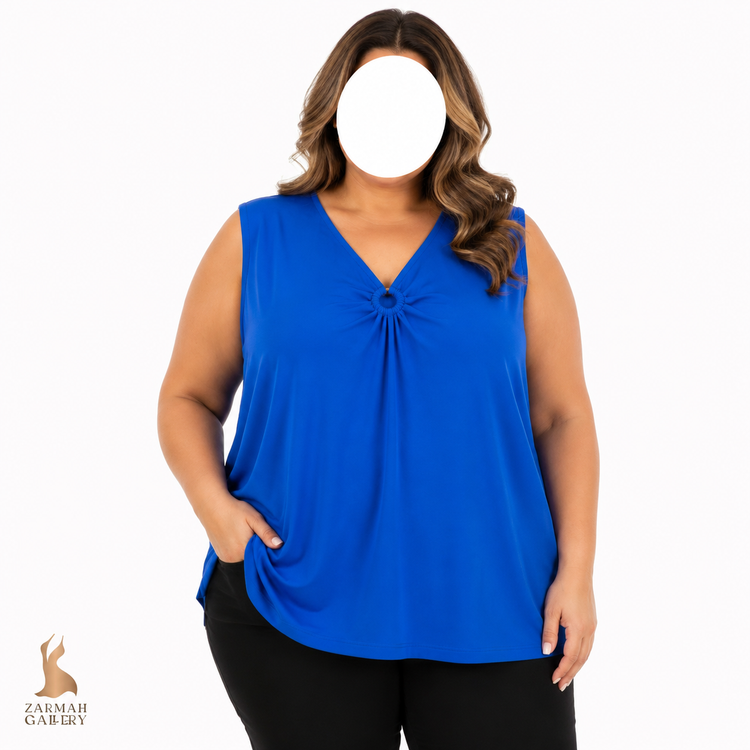 تاپ زنانه سایز بزرگ استوک وارداتی برند سوزان گریور رنگ آبی کاربنی کد ۴۰۳۹