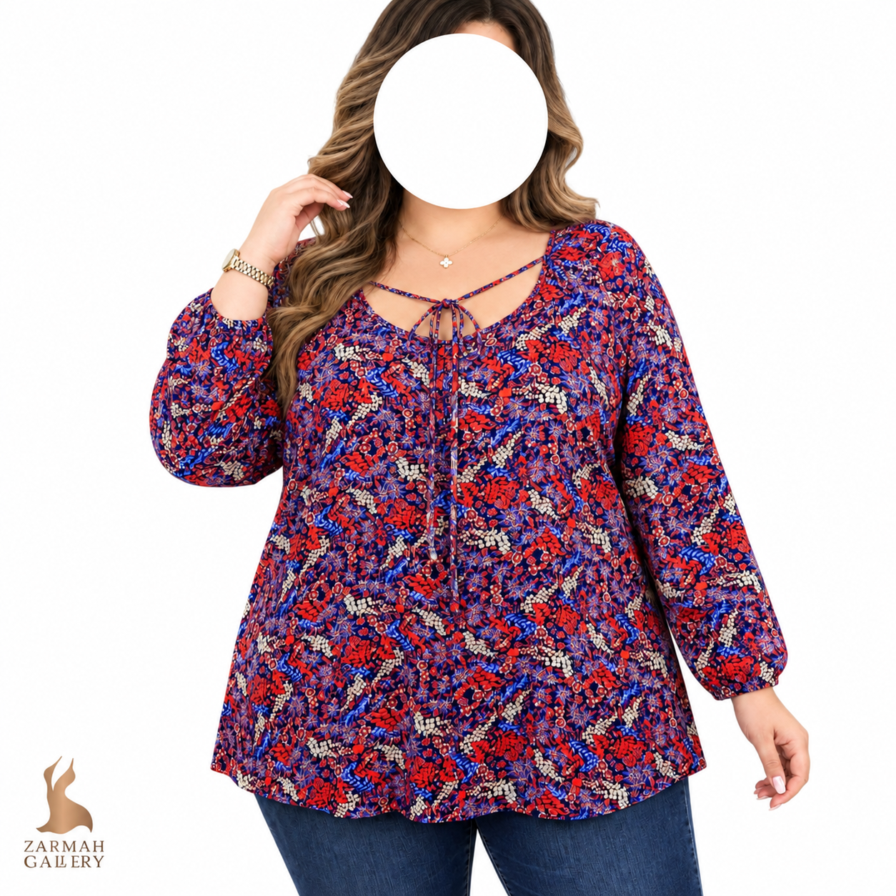 شومیز طرح‌دار زنانه استوک وارداتی برند سامز دیز لووین کد 3738 با طرح گل‌دار رنگی مناسب استایل روزمره در زرماه گالری