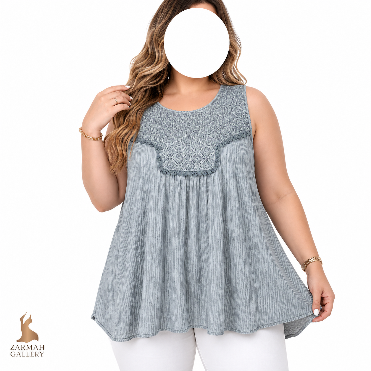 تاپ زنانه استوک وارداتی برند ناکس رز رنگ سبز روشن با طرح گلدوزی روی سینه مدل بدون آستین مناسب استایل تابستانی و روزمره در فروشگاه زرماه گالری
