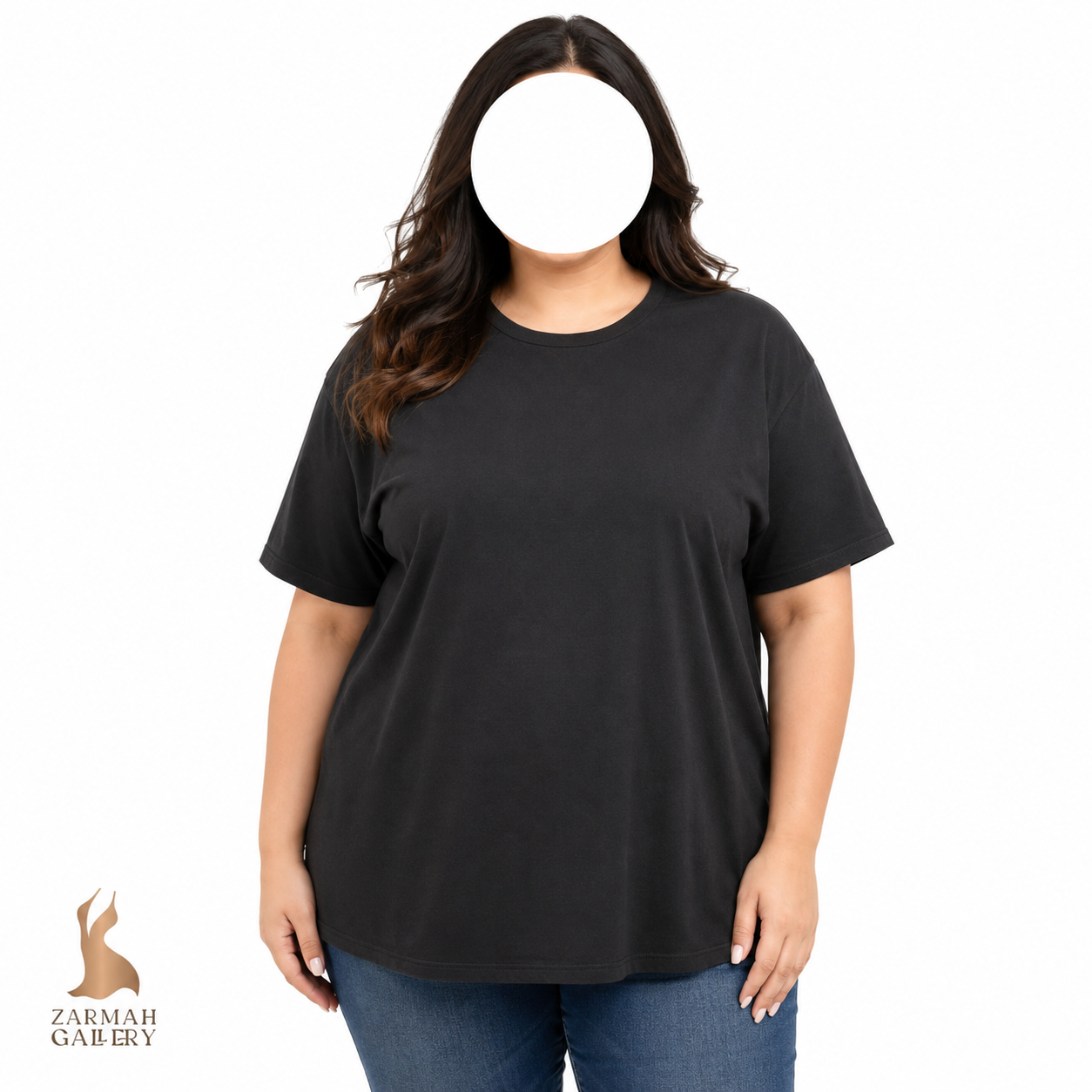 تیشرت مشکی زنانه استوک وارداتی مدل ساده یقه گرد آستین کوتاه مناسب استایل اسپرت و روزمره سایز بزرگ