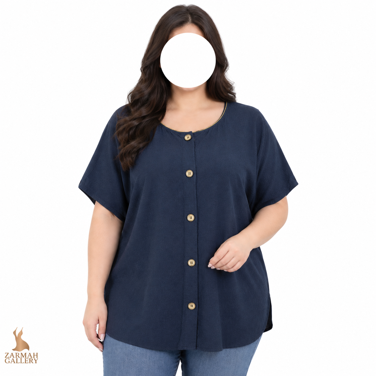 شومیز زنانه سایز بزرگ استوک وارداتی رنگ مشکی و سرمه‌ای تیره کد ۲ مناسب استایل روزمره و تابستانی
