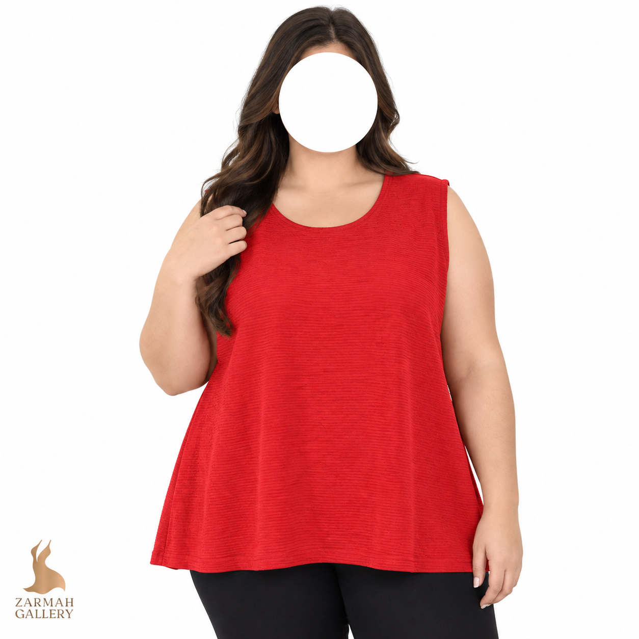 تاپ زنانه سایز بزرگ استوک برند بدفورد فر رنگ قرمز ساده کد ۲ مناسب استایل تابستانی و روزمره