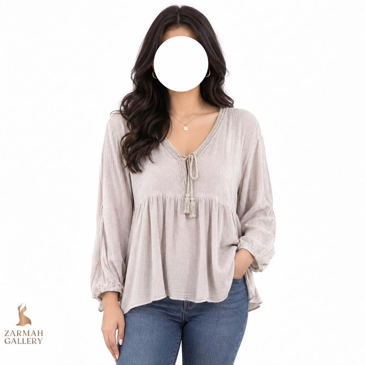 شومیز زنانه استوک وارداتی برند Anthropologie رنگ کرم روشن سایز ۴۲ تا ۴۴ مناسب استایل بوهو و روزمره