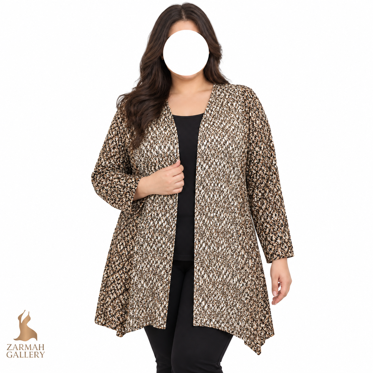 شومیز رویه زنانه سایز بزرگ استوک وارداتی گرید A برند کاترینز (CATHERINES) طرحدار جلو باز مجلسی