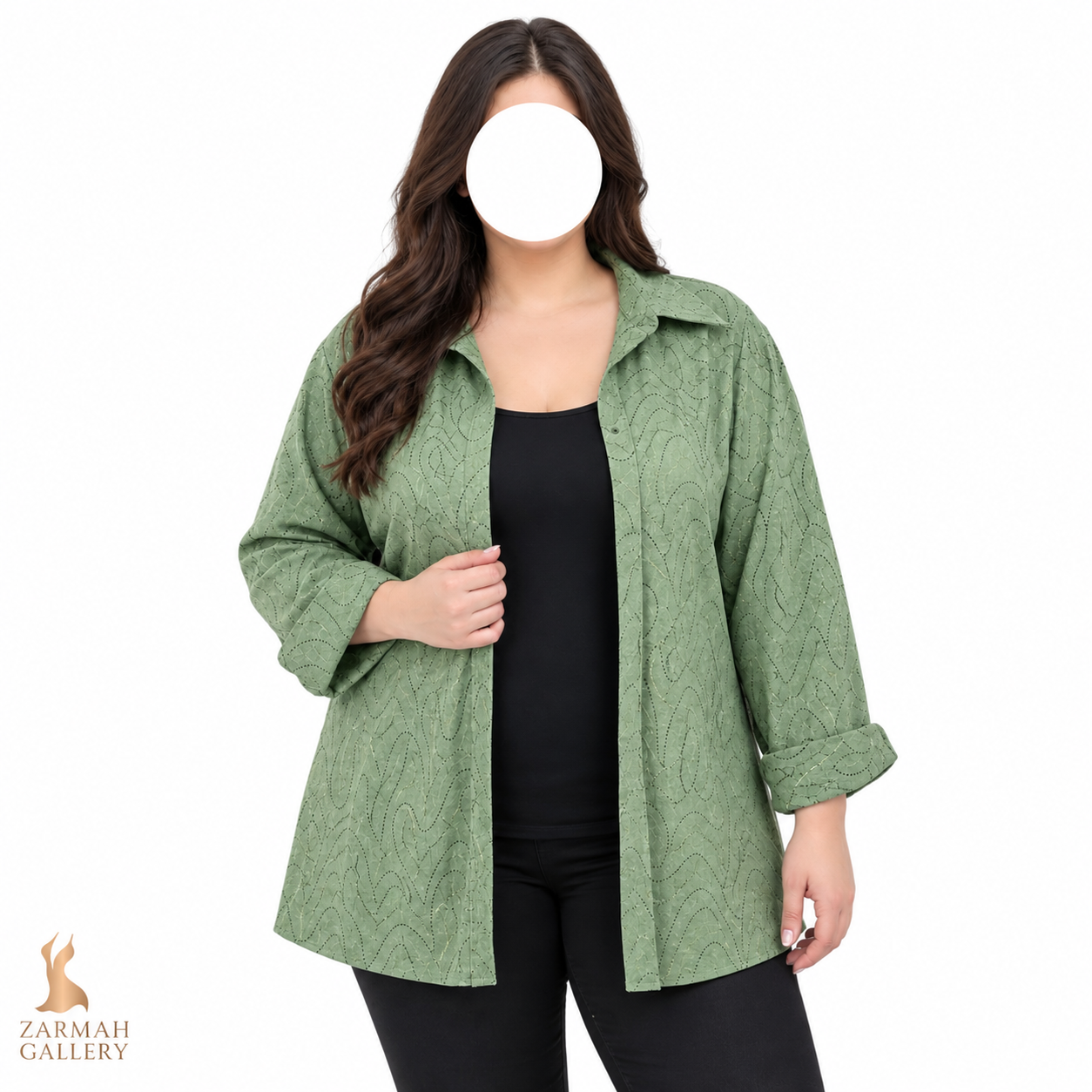 شومیز زنانه سایز بزرگ استوک وارداتی برند dressbarn رنگ سبز مناسب استایل روزمره و بهاره
