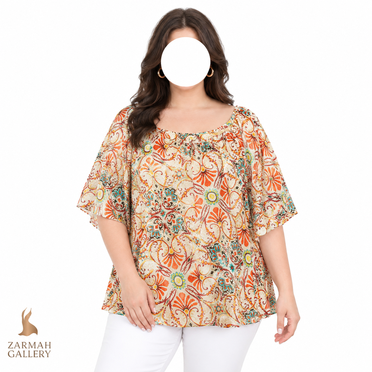 شومیز حریر زنانه سایزبزرگ استوک اروپایی طرح سنتی و گل‌دار رنگی مناسب استایل بهاره و تابستانه